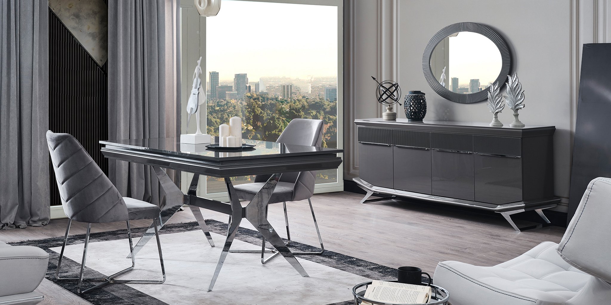 Asya Gümüş Yemek Odası Takımı